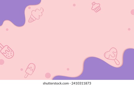 Bakery background concept. Desserts Paper art style,space for copy text.  