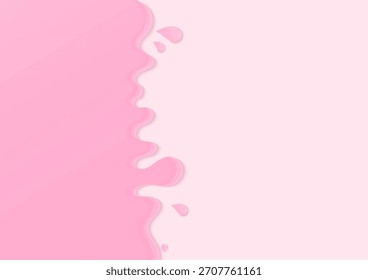 Concepto de fondo de panadería. Derretir la crema rosa que fluye y salpica sobre un fondo rosa claro.