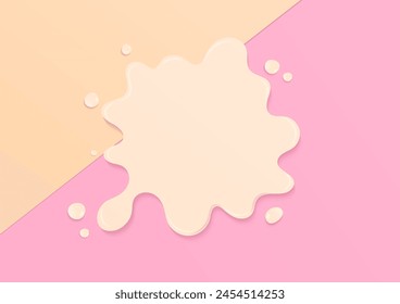 Bakery background. Cream liquid splash on a pink and beige background with copy space.