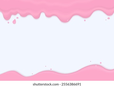 Bakery background. Glazed pink liquid melting and splashing on a white background with copy space. 