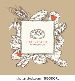 Bakery background . Hand drawn 