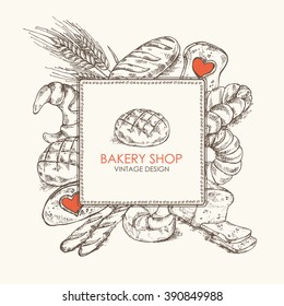 Bakery background . Hand drawn 