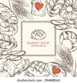 Bakery background . Hand drawn 