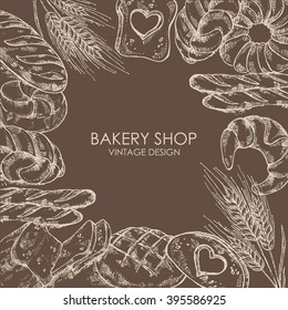 Bakery background . Hand drawn 