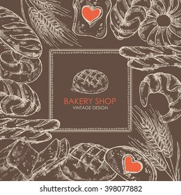 Bakery background . Hand drawn 