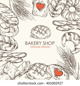 Bakery background . Hand drawn 