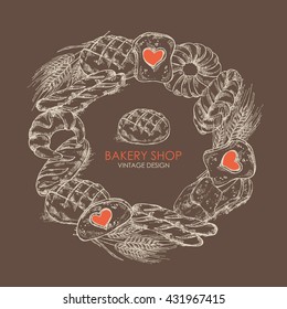 Bakery background . Hand drawn 