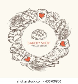 Bakery background . Hand drawn 