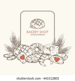 Bakery background . Hand drawn 