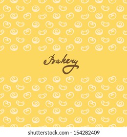 Bakery background with hand-drawn pattern and text