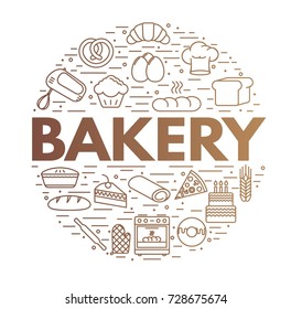 Bakery Background. Icon Set. Vector Illustration