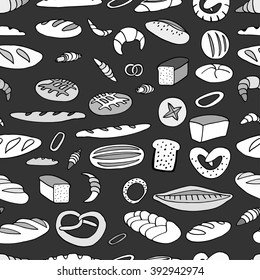 Bakery background illustration. Hand drawn vector seamless pattern