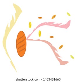 Bakery background. Line graphics. The collection of bread. Bread House. Engraving top view illustration. Vector illustration