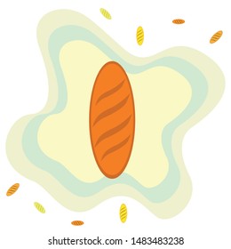 Bakery background. Line graphics. The collection of bread. Bread House. Engraving top view illustration. Vector illustration