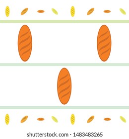 Bakery background. Line graphics. The collection of bread. Bread House. Engraving top view illustration. Vector illustration