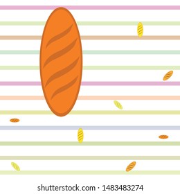 Bakery background. Line graphics. The collection of bread. Bread House. Engraving top view illustration. Vector illustration