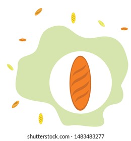 Bakery background. Line graphics. The collection of bread. Bread House. Engraving top view illustration. Vector illustration