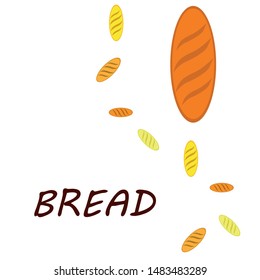 Bakery background. Line graphics. The collection of bread. Bread House. Engraving top view illustration. Vector illustration