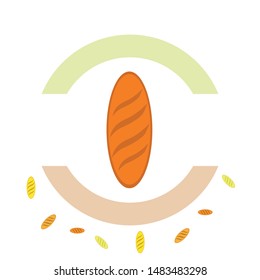 Bakery background. Line graphics. The collection of bread. Bread House. Engraving top view illustration. Vector illustration