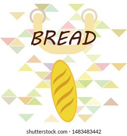 Bakery background. Line graphics. The collection of bread. Bread House. Engraving top view illustration. Vector illustration