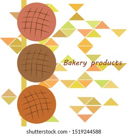 Bakery background. Line graphics. The collection of bread. Bread House. Engraving top view illustration. Vector illustration