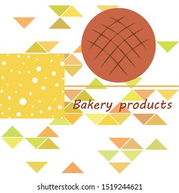 Bakery background. Line graphics. The collection of bread. Bread House. Engraving top view illustration. Vector illustration