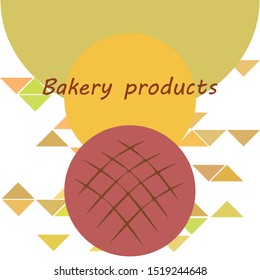 Bakery background. Line graphics. The collection of bread. Bread House. Engraving top view illustration. Vector illustration
