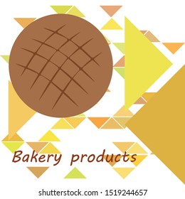 Bakery background. Line graphics. The collection of bread. Bread House. Engraving top view illustration. Vector illustration