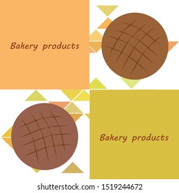 Bakery background. Line graphics. The collection of bread. Bread House. Engraving top view illustration. Vector illustration