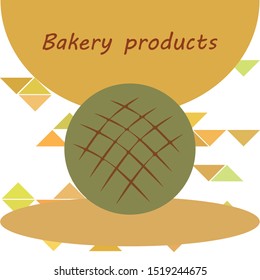 Bakery background. Line graphics. The collection of bread. Bread House. Engraving top view illustration. Vector illustration