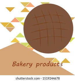 Bakery background. Line graphics. The collection of bread. Bread House. Engraving top view illustration. Vector illustration