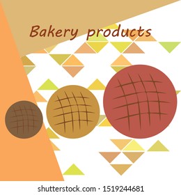 Bakery background. Line graphics. The collection of bread. Bread House. Engraving top view illustration. Vector illustration