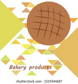 Bakery background. Line graphics. The collection of bread. Bread House. Engraving top view illustration. Vector illustration