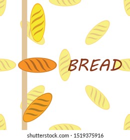 Bakery background. Line graphics. The collection of bread. Bread House. Engraving top view illustration. Vector illustration