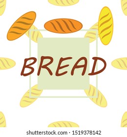 Bakery background. Line graphics. The collection of bread. Bread House. Engraving top view illustration. Vector illustration