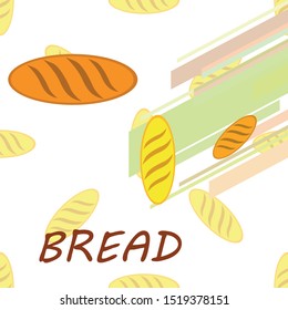 Bakery background. Line graphics. The collection of bread. Bread House. Engraving top view illustration. Vector illustration