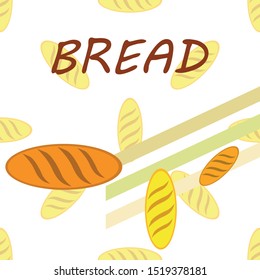 Bakery background. Line graphics. The collection of bread. Bread House. Engraving top view illustration. Vector illustration