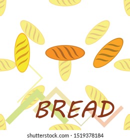 Bakery background. Line graphics. The collection of bread. Bread House. Engraving top view illustration. Vector illustration