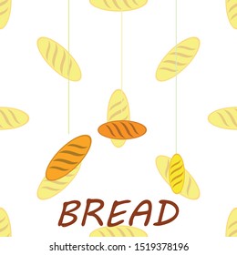 Bakery background. Line graphics. The collection of bread. Bread House. Engraving top view illustration. Vector illustration