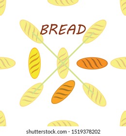 Bakery background. Line graphics. The collection of bread. Bread House. Engraving top view illustration. Vector illustration