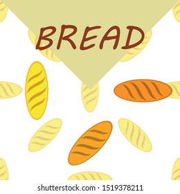 Bakery background. Line graphics. The collection of bread. Bread House. Engraving top view illustration. Vector illustration