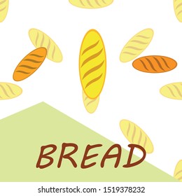 Bakery background. Line graphics. The collection of bread. Bread House. Engraving top view illustration. Vector illustration