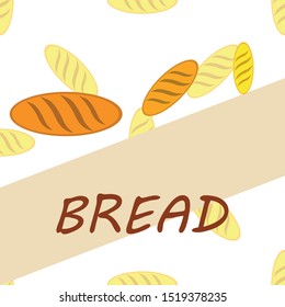 Bakery background. Line graphics. The collection of bread. Bread House. Engraving top view illustration. Vector illustration