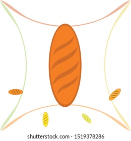 Bakery background. Line graphics. The collection of bread. Bread House. Engraving top view illustration. Vector illustration