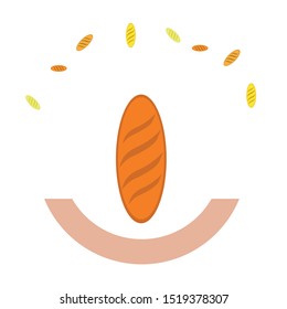 Bakery background. Line graphics. The collection of bread. Bread House. Engraving top view illustration. Vector illustration