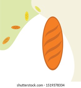 Bakery background. Line graphics. The collection of bread. Bread House. Engraving top view illustration. Vector illustration