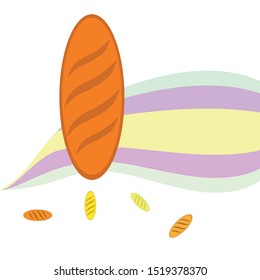 Bakery background. Line graphics. The collection of bread. Bread House. Engraving top view illustration. Vector illustration