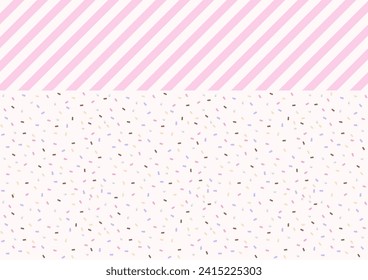 Bakery background. Multicolor sugar sprinkles on a white background with a striped pattern.