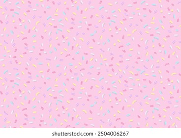 Bakery background. Pastel sugar sprinkles pattern on a light pink background. 