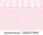 Bakery background. Bakery shop concept with pastel sugar sprinkles and pink brick wall pattern.